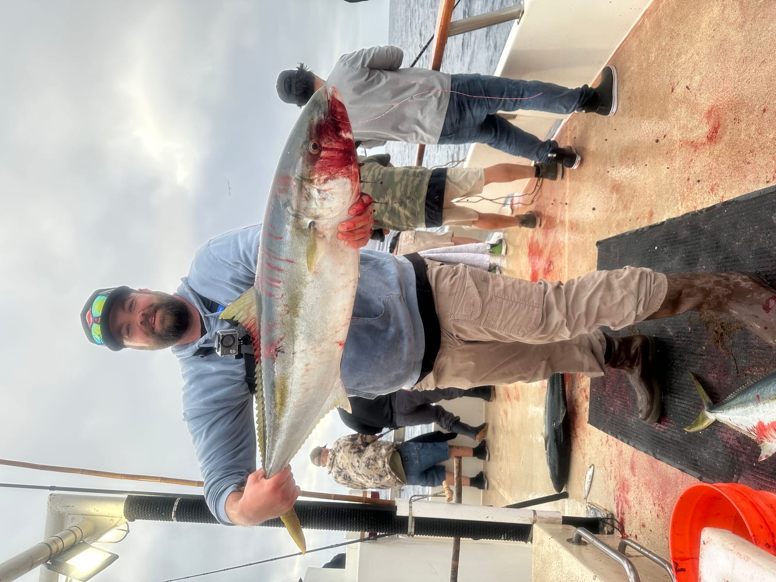 Keith Leonard holds up a large Southern California yellowtail landed aboard the Horizon on a 2.5-day trip